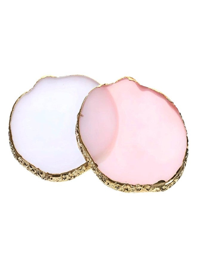 MBAIYO 2PCS Nail Art Palette, Resin Nail Plates Makeup Mixing Palettes Gilded Edge Polish Palette Irregularity Painting Mixed Color Palettes Display Board for DIY ManicureArt Design Makeup Foundation - Image 1
